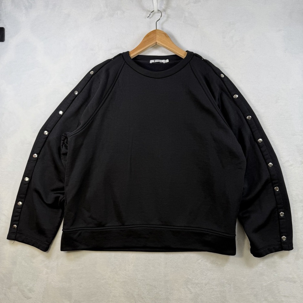 T Alexander Wang Snap Sleeve Sweatshirt Women's M Black Long Sleeve